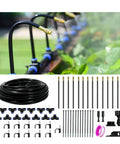 Efficient Drip Irrigation Kit With 40 Ft Tubing And 13 Adjustable 360 Degree Copper Nozzles setup in a garden