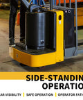 Heavy Duty Electric Ride On Pallet Jack Truck 5500 LB Capacity with side-standing operation for efficient movement.