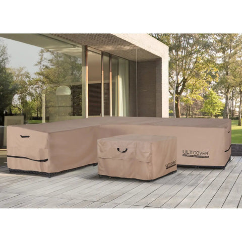 Left Facing L Shaped Outdoor Sofa Cover Waterproof For 6 Seater Sectional Couch 85 Inch Wide Left Side 600D Polyester