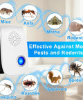 Eight Pack Ultrasonic Pest Repeller For Indoor Use With 3D Dual Speakers effective against various pests and rodents