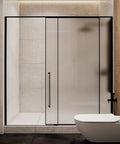 Barn Door Handle Matte Black 24 Inch Back To Back Double Sided Long Door Pull For Shower Glass Doors And Wooden Barn Doors Modern Push Pull Handle For Entryway And Home Cabinet Use Everyday on glass shower door