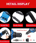 Detail display of Rivet Nut Tool Kit Hand Riveter Set with 110 pcs M3 M12 nuts and 7 metric and inch mandrels.