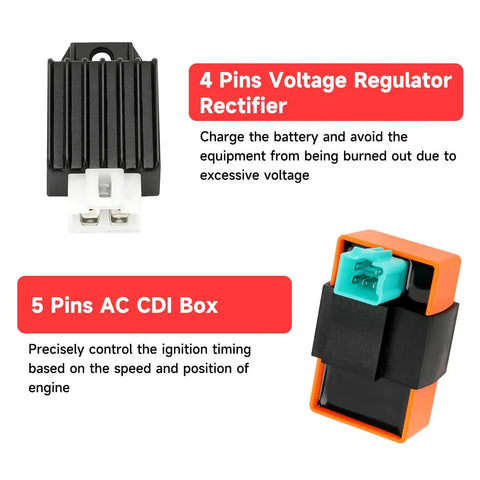 4 pins voltage regulator rectifier and 5 pins AC CDI box for Taotao Coolster 110cc 125cc Chinese ATVs Quads Go Karts Dirt Bikes