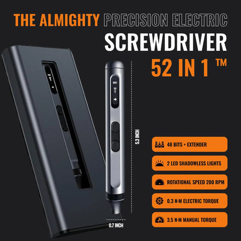 52 In 1 Electric Screwdriver Kit Cordless Mini Power Driver with magnetic bit set and LED lights shown in packaging