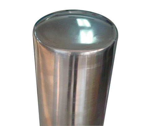 Heavy Duty Stainless Steel Pipe Safety Bollard Tough As Nails Wall 36 Inch X 4-1/2 Inch polished silver top view