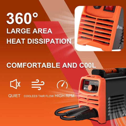 200 Amp Stick Welder 110V Portable Inverter with synergic control showing large area heat dissipation feature