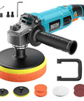 Powerful 1600W Rotary Buffer Polisher With Copper Motor, 7 Inch And 6 Inch Heads, Detachable Handles, Car Care Pro Tool