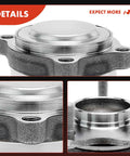 Close-up view of a Beefed-Up Rear Wheel Bearing Hub Assembly For Five Lug Vehicles Fits Nissan Altima 2019 To 2023 And Rogue 2021 To 2024 Front Wheel Drive Only Heavy Duty Load Capacity Quiet Smooth Ride Easy Install Replacement Part.