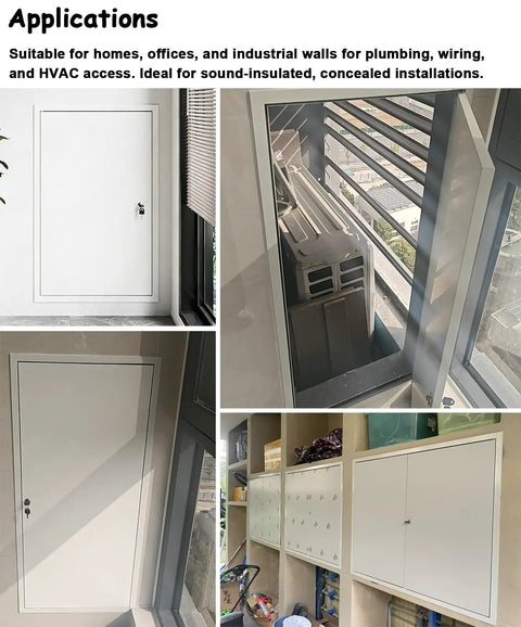 Rock Solid Soundproof Access Panel For AC Units Flush Mount Wall Cover Plate Heavy Duty Aluminum Frame in home settings.