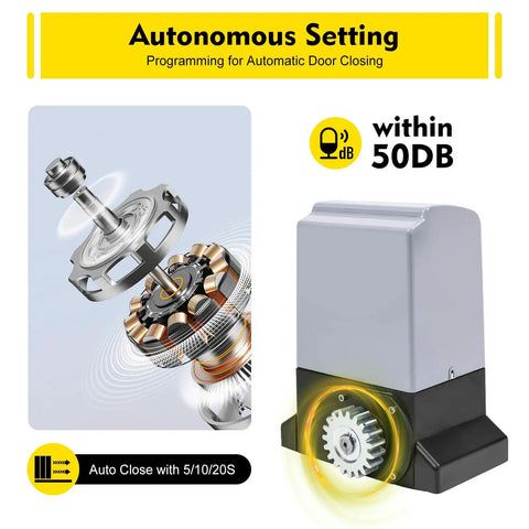 Heavy Duty Sliding Gate Opener Kit 550W Electric Gate Motor 220V IP44 Outdoor Security System with noise level 50dB