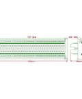 Technical diagram of DIN Rail Mount 30-Position Screw Terminal Block Distribution Module with 24A Per Position, 400V Rating, 5.0mm Pitch.