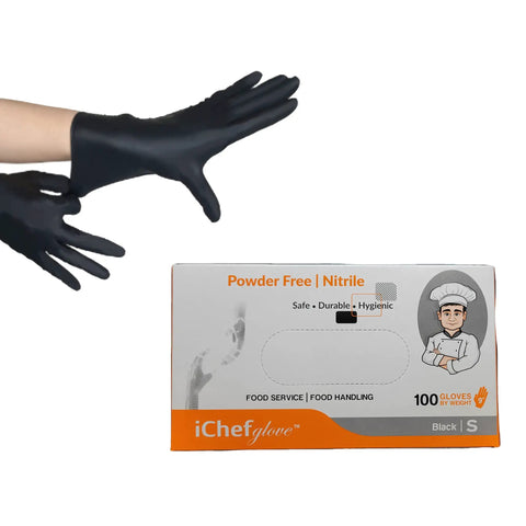 Black Nitrile Food Service Gloves With Powder Free Latex Free Comfort Grip Go-To Ambidextrous Design For Easy Handling Large