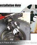 Front view of chromed CZC Auto 1.98-inch bearing protector mounted on trailer hub, pair
