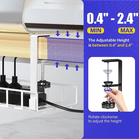 Tool Free No Drill No Screws Under Desk Cable Management Tray With Clamp Keeps Cords Neat In Office Or Home Wire Organizer Rack
