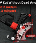 Heavy Duty Brushless Concrete Ring Saw Featuring Upgraded Toroidal Blade Design For Smooth Wall Grooving Floor Chasing And Masonry Ripping Built Badass For Daily Job Site Grind By Real Pro Tradesmen with a cutting angle indicator.