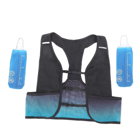 Night Running Vest With High Visibility Reflective Strips, Breathable Polyester Hydration Gear, Includes Two 250ml Water Bottles