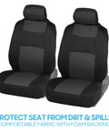 Universal Fit PolyPro Car Seat Covers Full Set in Charcoal on Black for Front Seats, Easy to Install, Durable Protection.