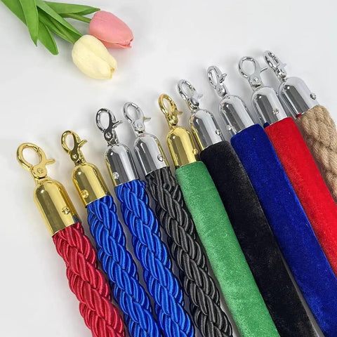 Premium Velvet Queue Rope With Solid Gold Hooks For Dead Simple Crowd Control And Smooth Line Sorting At Hotels Banks And VIP Areas Crafted With A Chunky Foam Core Inside