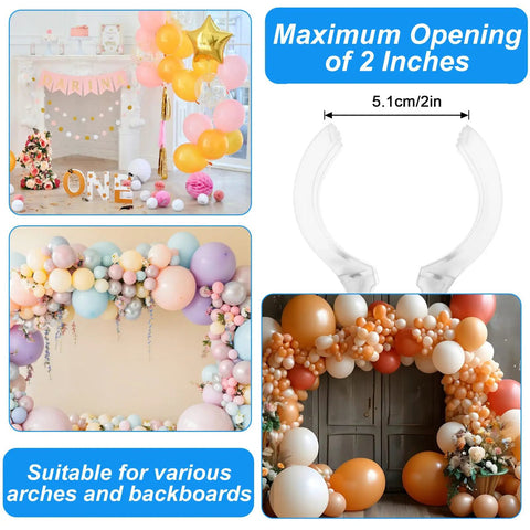 40 Pack 3.5 Inch Large Clear Balloon Arch Clips Transparent Spring Clamps Heavy Duty for decorative balloon displays and arches