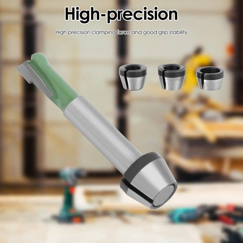 Eight Piece Router Collet Chuck Set With Pro Grade High Precision Trimmer Adapters in 6mm 6.35mm and 8mm Carbon Steel