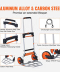 Folding Hand Truck And Dolly For Easy Haul, 275 Lb Capacity Aluminum Cart With Telescoping Handle and durable PP, TPR wheels.