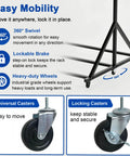 Heavy Duty Steel Water Sports Gear Rack For Life Jackets Helmets And Rescue Buoy Wall Mount with lockable brakes and heavy-duty wheels.