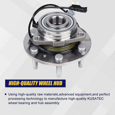 Front Wheel Bearing And Hub Assembly For Chevy Tahoe Suburban Silverado 2014-2019, GMC Yukon 1500 2014-2019, Cadillac Escalade XTS 2015-2019, 6 Lug With ABS Premium Replacement, close-up view