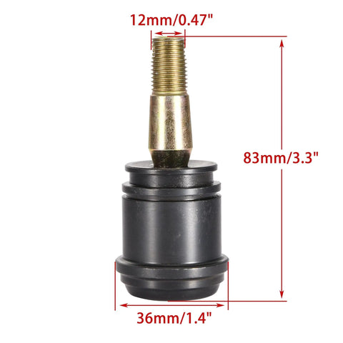 12mm Round Arm Ball Joint Replacement For ATV Quad UTV Baja Buggy 50cc To 250cc Fits 50cc 70cc 90cc 110cc 125cc 150cc 200cc 250cc Durable Suspension Upgrade Easy Install, 12mm thread, 83mm height, 36mm base