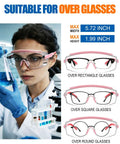 Over Eyeglasses Safety Glasses With ANSI Z87.1 Certification Clear UV380 Anti Fog Wraparound Lenses Adjustable Temples Lab Ready shown on model