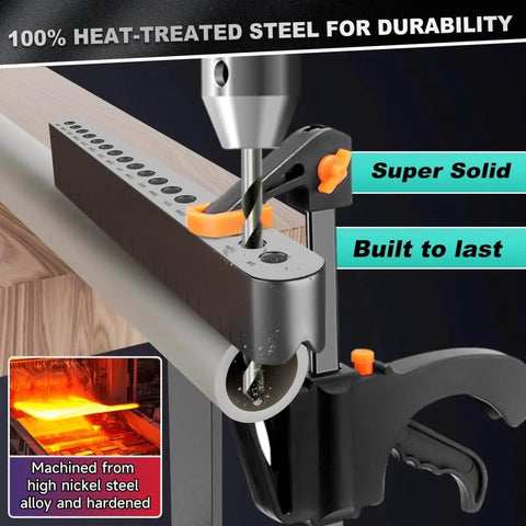 Pro Grade DIY-Friendly Portable Drill Guide For Straight Holes With 17 Drill Sizes From 1/8 To 3/8 In 1/64 Inch Increments