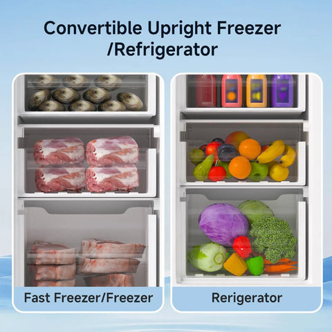 Ace 7 Cu Ft Upright Freezer That Converts To Chill Fridge Mode And Keeps Your Stash Fresh with smooth glide drawers and food storage.