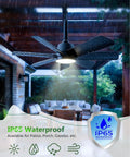 28 Inch Outdoor Ceiling Fan With Light And Remote Plug In Portable Waterproof Hanging Fan for Camping Patios Porch and RV