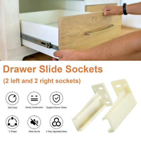 Smooth As Butter Drawer Slide Socket Set Heavy Duty Cabinet Hardware Rv Rear Back Plates Kits Hella Tough Zero Friction Glide 0.86 Inch Track Fit Tight Secure Install For Pros 2 Set