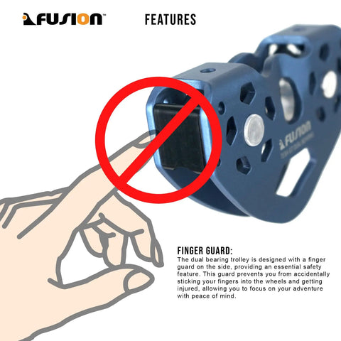 Heavy Duty Aluminum Zip Line Pulley System For Backyard Climbing Hauling And Rigging With Smooth Stainless Steel Bearings In Blue