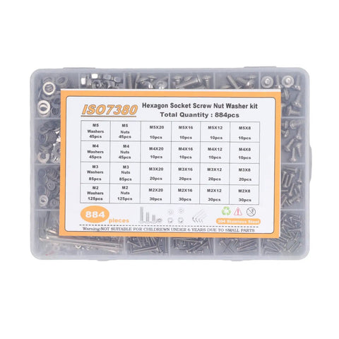 All In One 884 Piece Screws Nuts And Washers Kit For Home DIY Repairs Durable 304 Stainless Steel Fasteners Set With organizer case