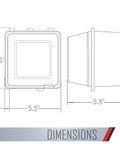 Dimensions illustration of Beefy Outdoor 2-Gang Weatherproof In-Use Electrical Outlet Cover With Quick-Fit Mounting, 5.75" x 5.5"