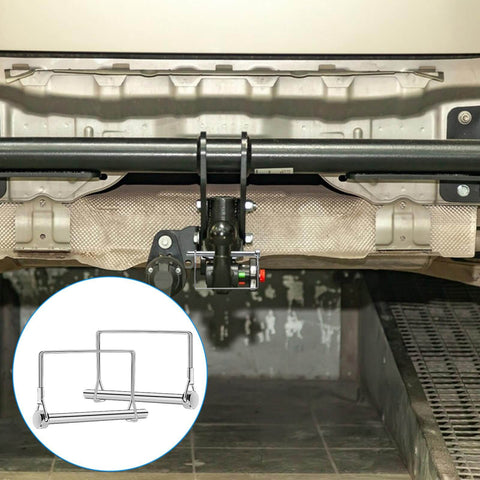 6 Pack Trailer Coupler Pins 5-16 Inch By 4 Inch Heavy Duty Square Towing Hitch Pins installed on vehicle