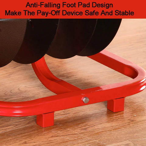 Anti-falling foot pad of heavy duty steel wire spool rack organizer for 4 6 8 reels, ensuring stability on wooden floor