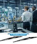 No Sweat Prep 32 Inch RV Windshield Wiper Blade Pair crafted tough for motorhomes displayed in a modern factory setting.