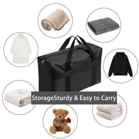 Extra Large Moving Bags With Strong Zippers And Carrying Handles, Heavy Duty Duffle Storage Bags, 90L capacity with household items