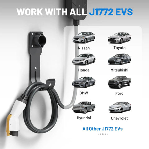 Real Deal Wall Mount EV Charger Holder Built For Everyday Drive Use Compatible With Popular J1772 Type 1 Connectors and vehicles