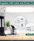 18 Inch Plug In Under Cabinet Light Bar With 2 USB Ports And 5 Ft Power Outlet Dimmable 3000K 4000K 5000K 120V Task Lighting