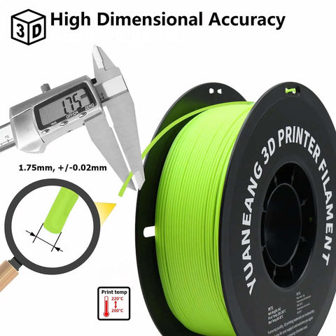 PetG Filament Mega Bundle 16 Color Set 1.75mm 1Kg Spools with high dimensional accuracy displayed near digital caliper and spool.