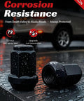 12x1.5 Lug Nuts Black 24 Pcs Closed End Bulge Acorn Style For Toyota 4Runner Tacoma Tundra Replacement Set Three Quarter Inch Hex 60 Degree Conical Taper showing corrosion resistance