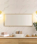 Gold Wall Sconces Set of Two With White Glass Globes Mid Century Brass Look Wall Lamps for Bedroom and Bathroom Vanity