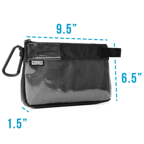 Small Black Electronics And Camera Accessories Bag With TPU Water Resistant Layer, 9.5inW x 6.5inH x 1.5inD