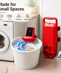 Ditch The Laundromat Grind With This Portable Bucket Washer Featuring A Dual Agitator And Adjustable Timer For Zero Sweat Cleaning Perfect For Road Trips And Dorm Rooms A Game Changer Compact Setup That Handles Small Loads Effortlessly in use with a bucket of clothes.