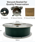 Badass PETG Carbon Fiber Filament 1.75Mm 1Kg Spool Bright Emerald Green on a spool with vacuum packing display.