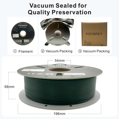 Badass PETG Carbon Fiber Filament 1.75Mm 1Kg Spool Bright Emerald Green on a spool with vacuum packing display.