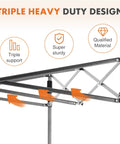Frame detail of 10x10 Ft Pop Up Canopy Tent For Camping Parties Events Patio Beach Backyard All Weather Heavy Duty Instant Sun Shade With Sand Bags